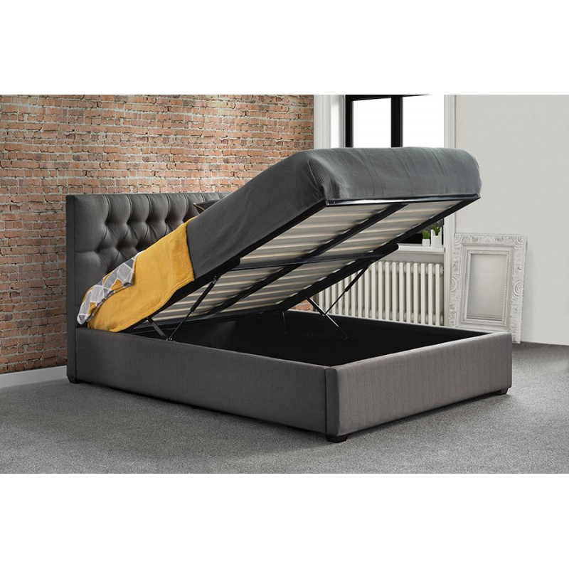 Faro Fabric Ottoman Frame, Baxton Studio Templemore Upholstered Queen Platform Bed With Storage In Black
